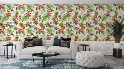 Pineapple And Flowers Design BWIN0435