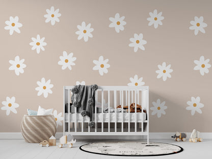 Kids White Daisys Design BWMUR8215