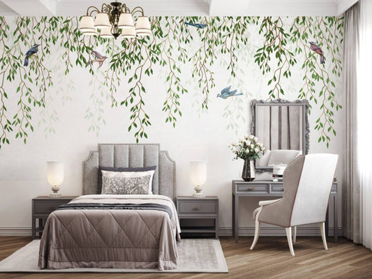 Hanging Leaves With Birds Design BWMUR2412