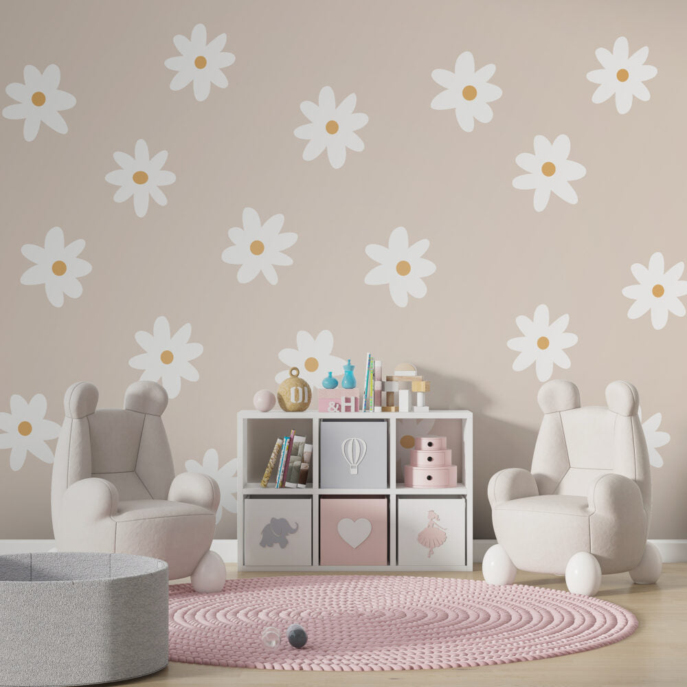 Kids White Daisys Design BWMUR8215