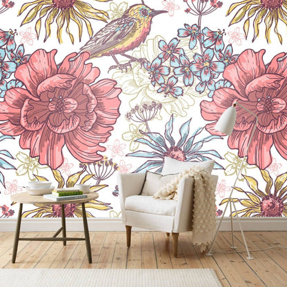 Colourful Flowers And Birds Design BWMUR2267