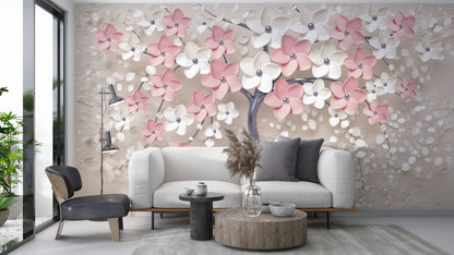 Pink And White Flower Tree Design BWSH1483