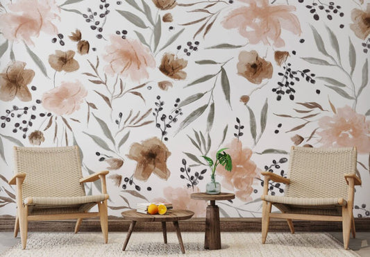 Brown Flowers Design BWMUR2074