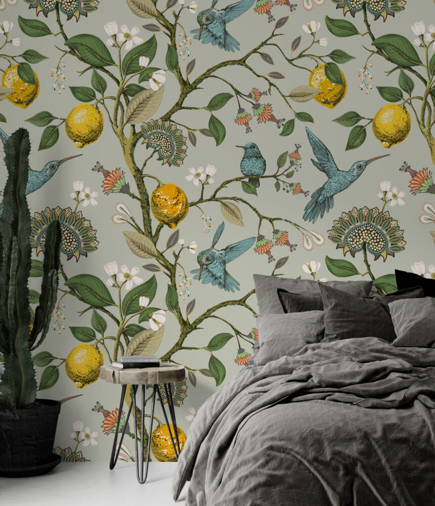 Lemon Tree With Birds Design BWMUR7333