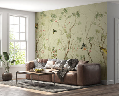 Green Tree Design With Birds BWMUR7249