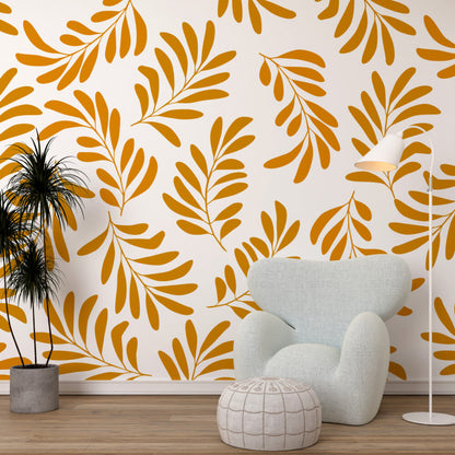 Orange Palm Leaves Design BWMUR8081