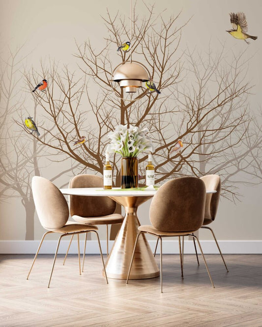 Small Birds On Tree Design BWMUR7410