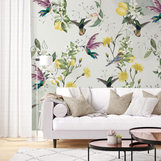 Lemon Tree With Birds Design BWMUR7330