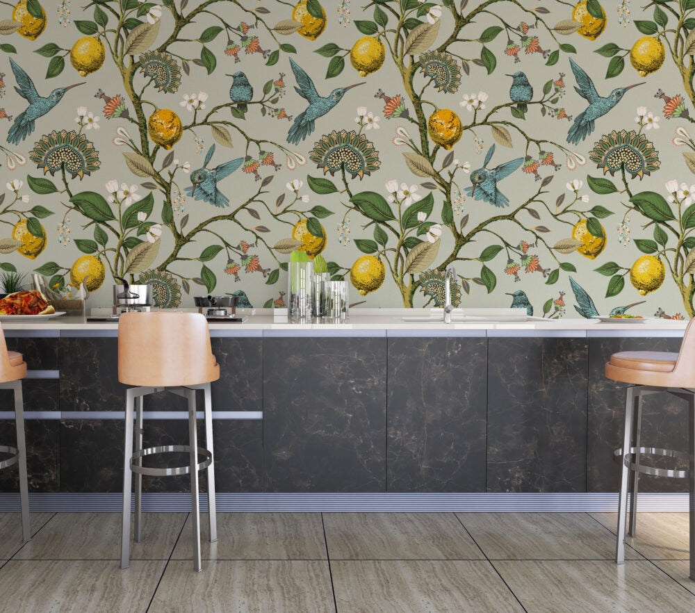 Lemon Tree With Birds Design BWMUR7333