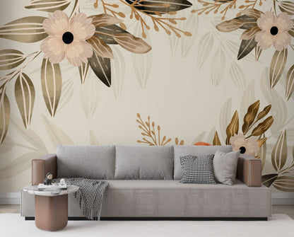 Beige Flower Design BWMUR6075