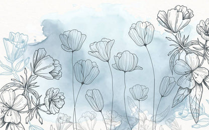 Flowers With Blue Background Design BWMUR2306