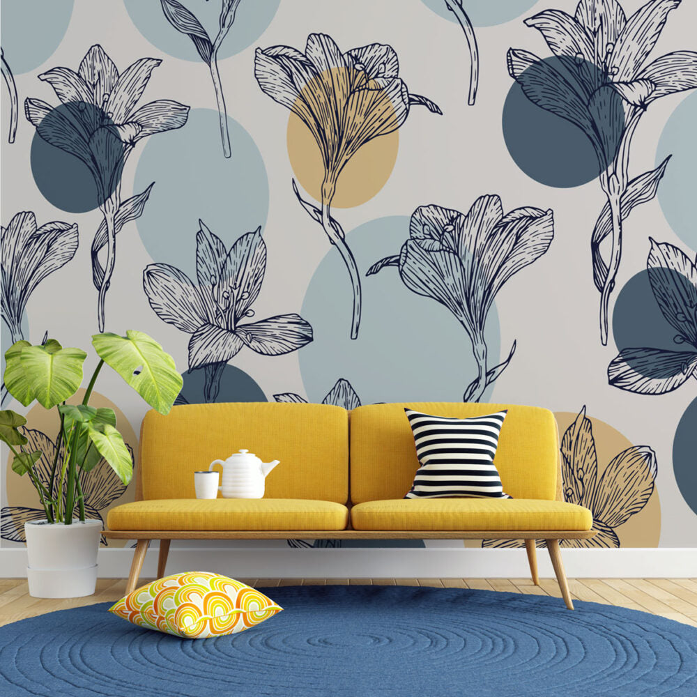 Blue Lotus Flowers Design BWMUR6050