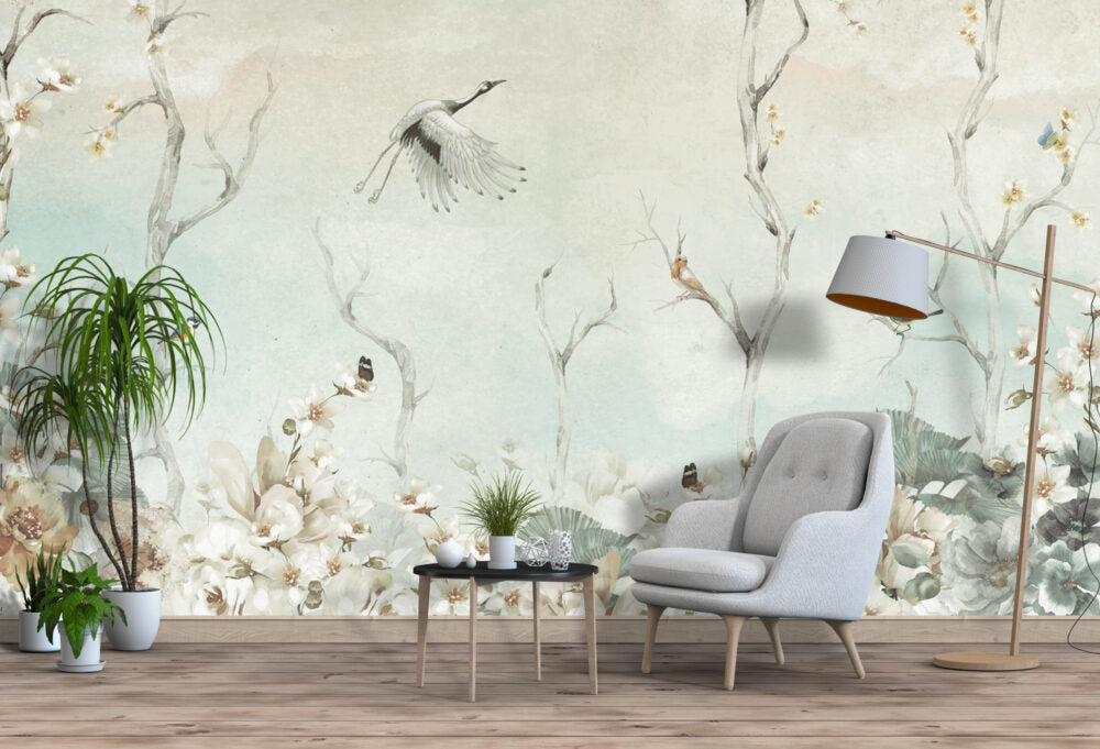 Birds And Trees Ombré Design BWMUR8103-G