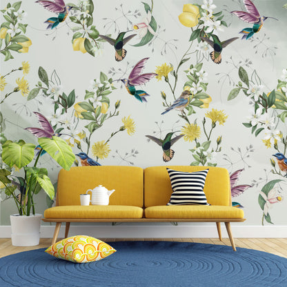 Lemon Tree With Birds Design BWMUR7330