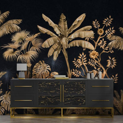 Black & Gold Palm Leaves BW8216