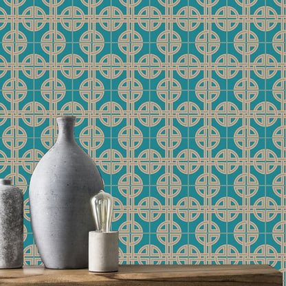 Asian Lattice Design Teal - 105780