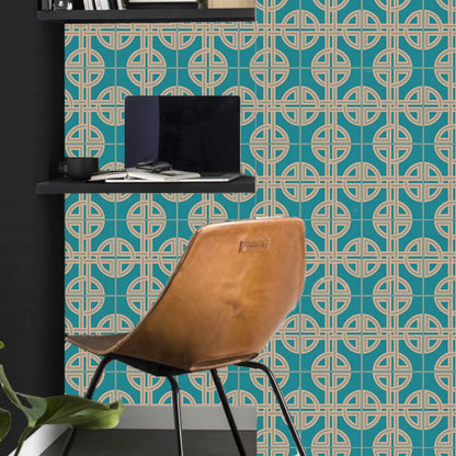 Asian Lattice Design Teal - 105780