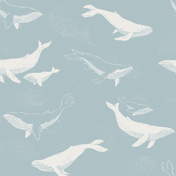 Whales Pale Blue Design - 7453