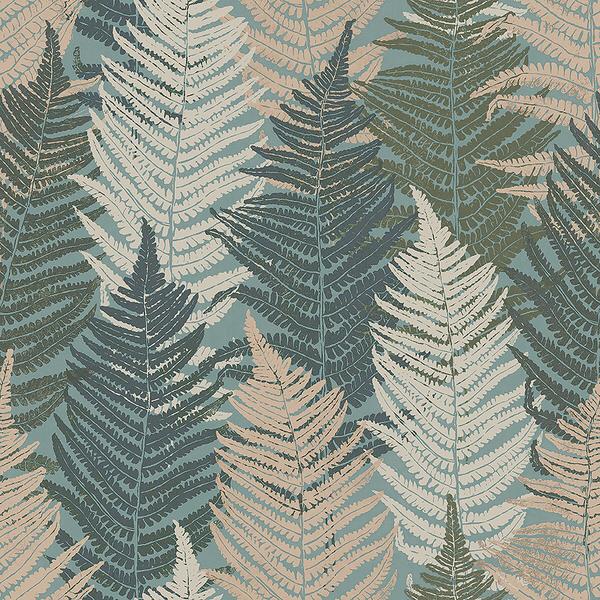 Fern Forest Blue Green and Beige - 1162